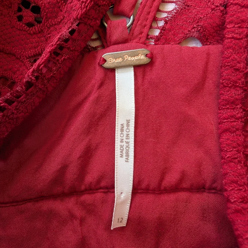 Free People Burgundy One Million Lovers Lace Mini Dress‎ 12 Party Night Out